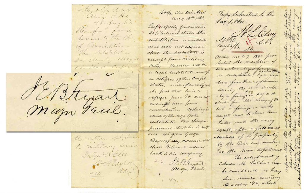 JEB Stuart 1863 autograph letter signed