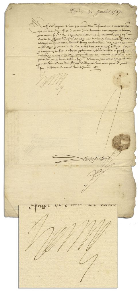 Catherine de Medici signed letter