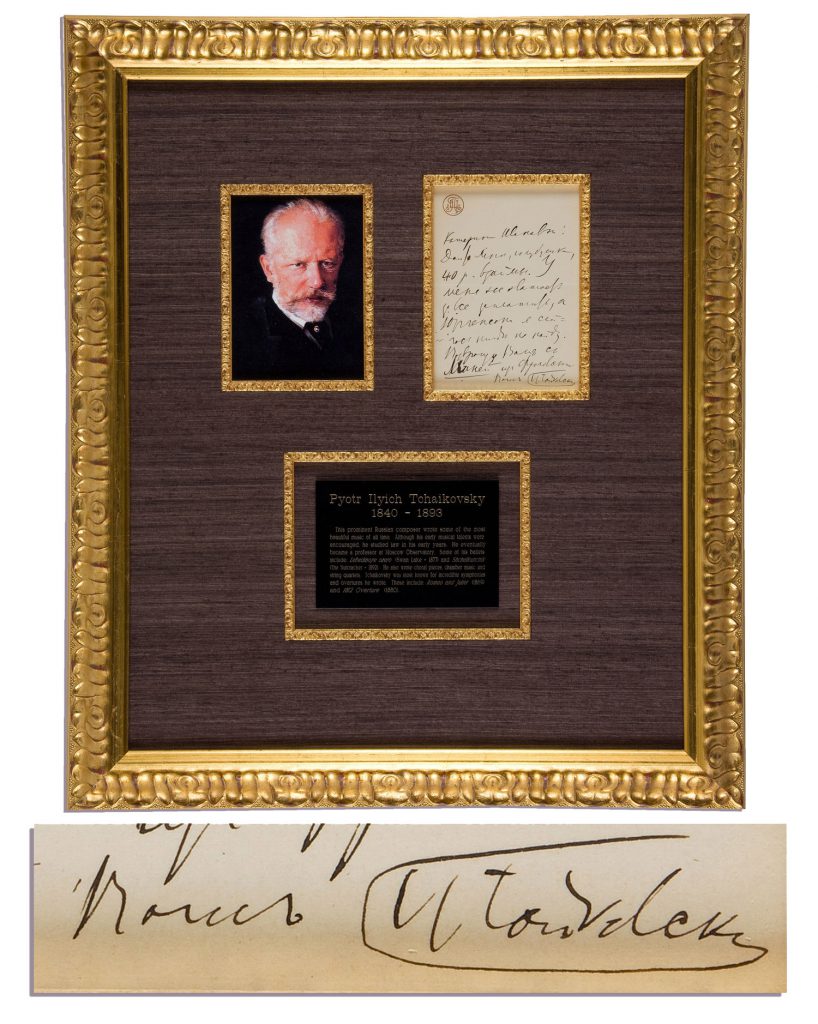 Pyotr Ilyich Tchaikovsky signed cabinet photo