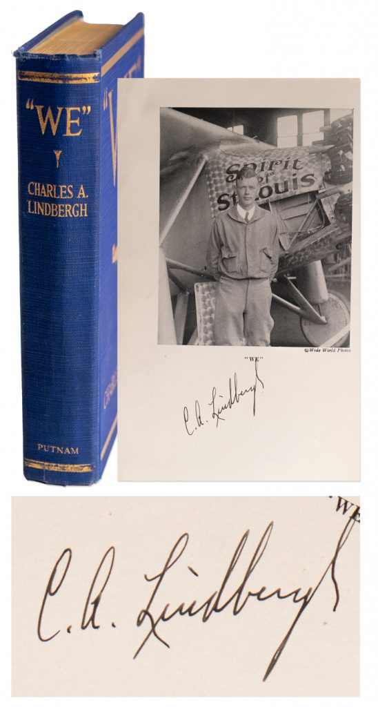 Charles Lindbergh signed photo in his We book