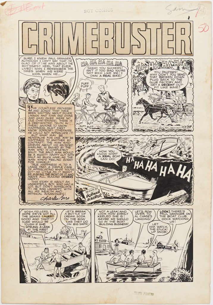 Norman Maurer Boy Comics original comic art