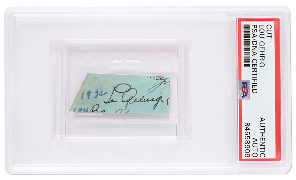 Lou Gehrig signed page