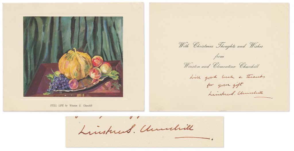 Winston Churchill Christmas card signed