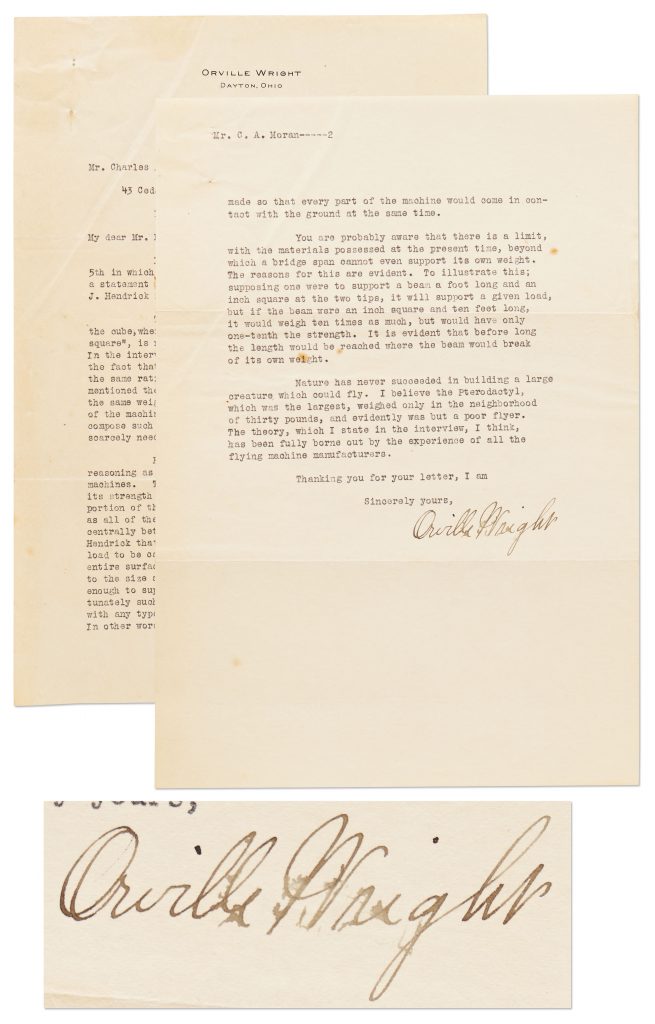 Wilbur Wright autograph letter signed