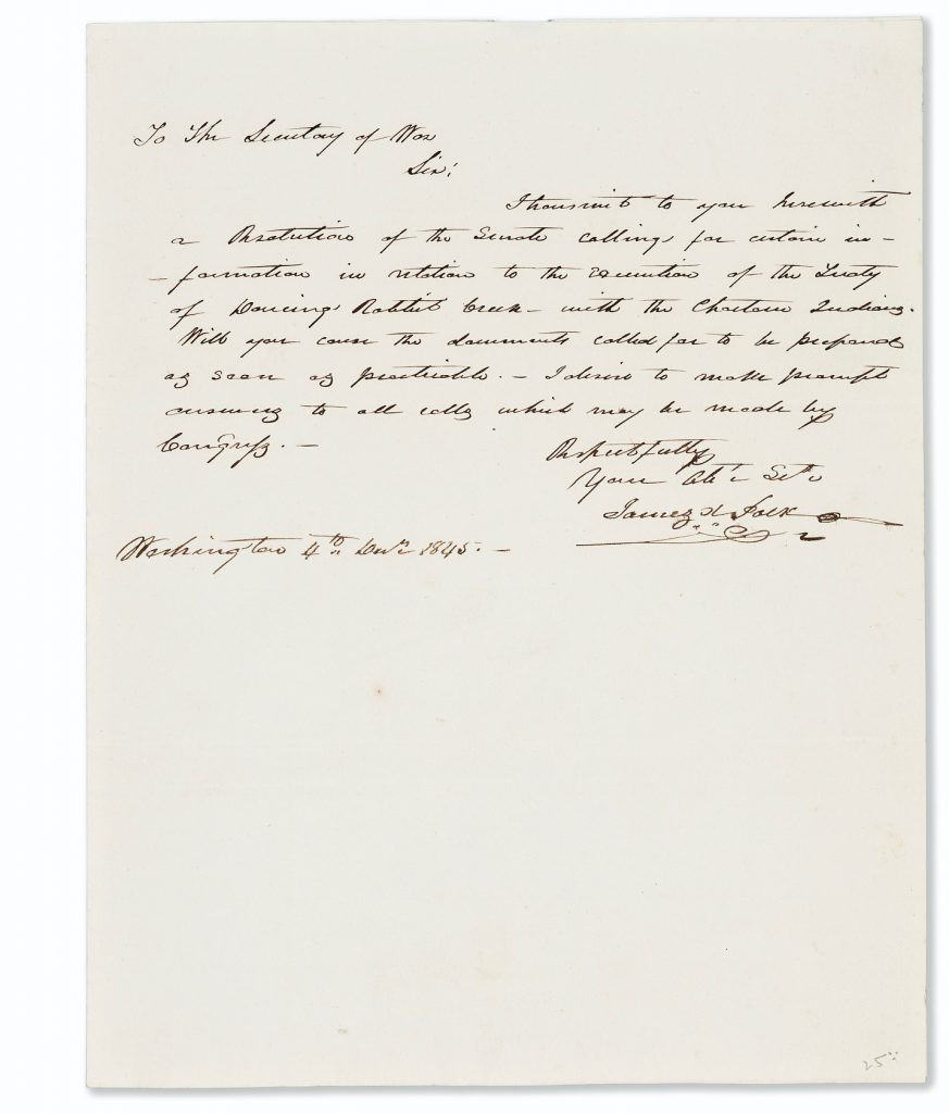 James K Polk Autograph Letter Signed as President