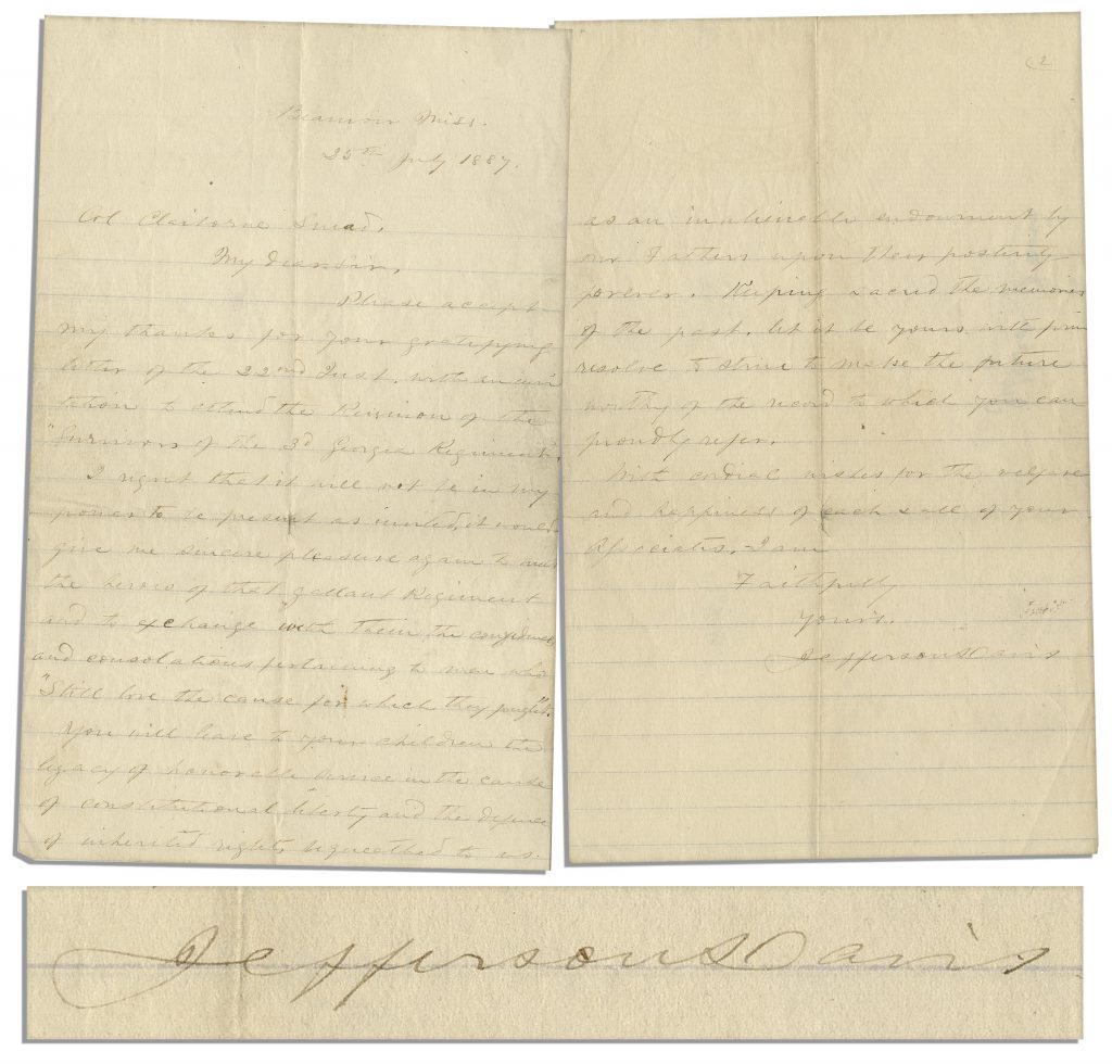 Jefferson Davis autograph