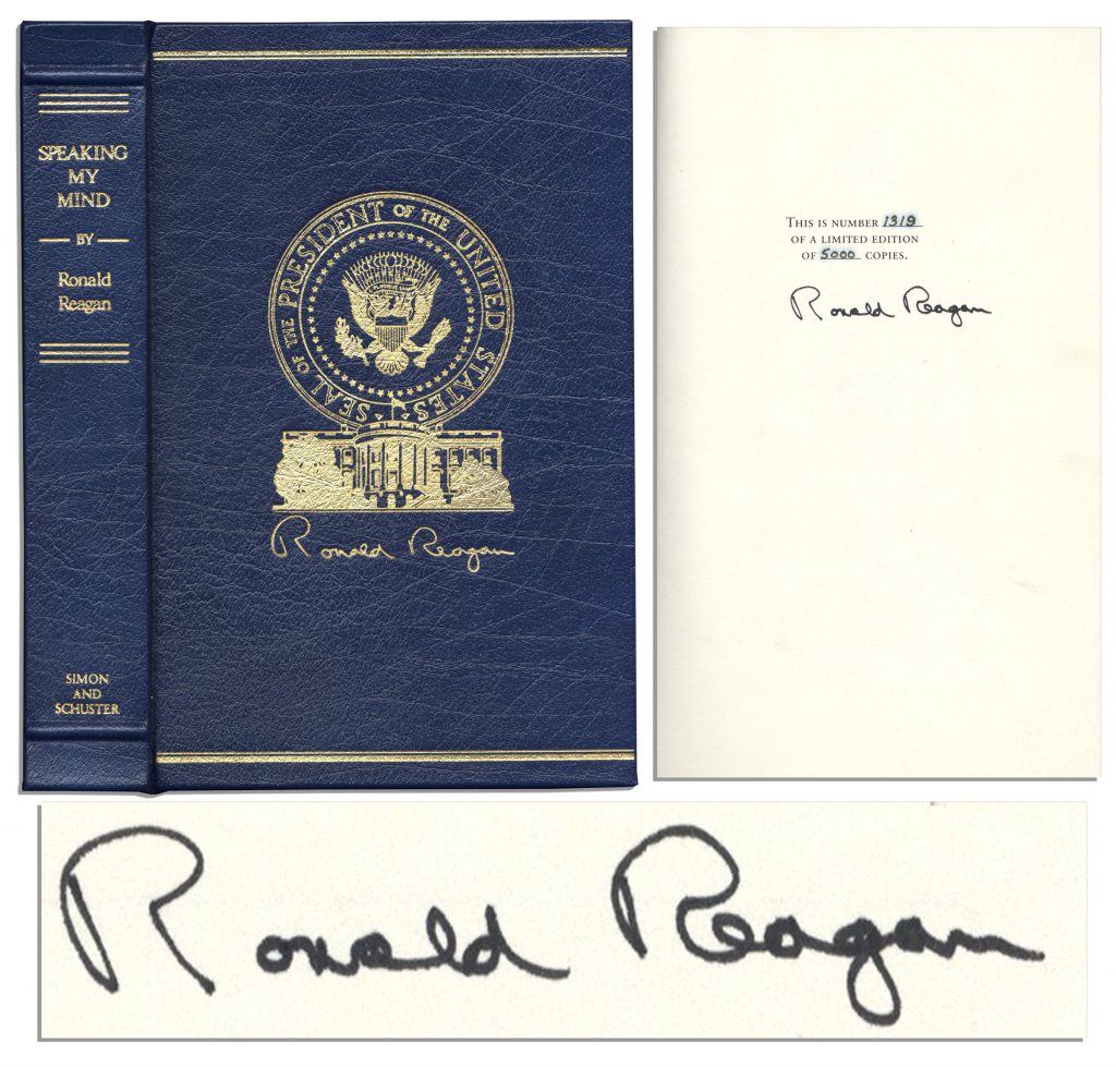 Ronald Reagan Tear Wall Gorbachev signed photo