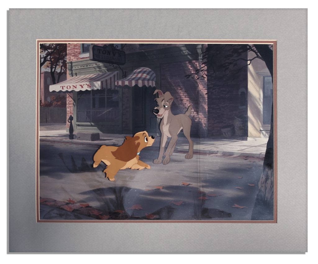 Lady Tramp Production Cel Master Pan Background Setup Spaghetti Dogs