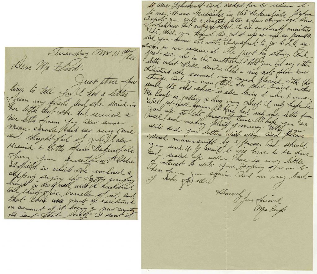 Josephine Earp autograph