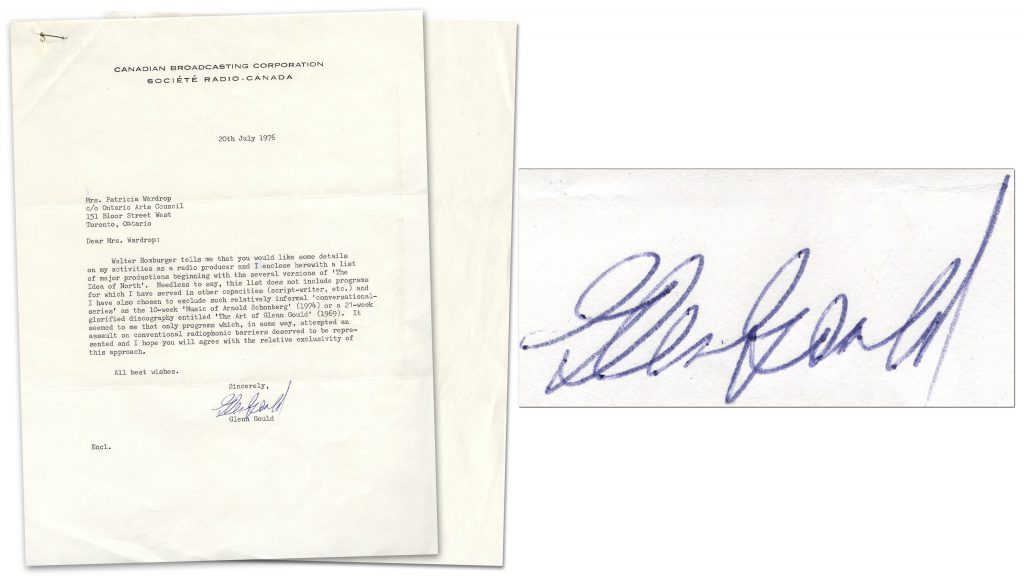 Glenn Gould autograph