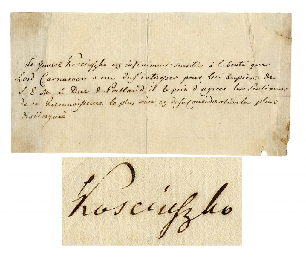 Thaddeus Kosciuszko autograph letter signed