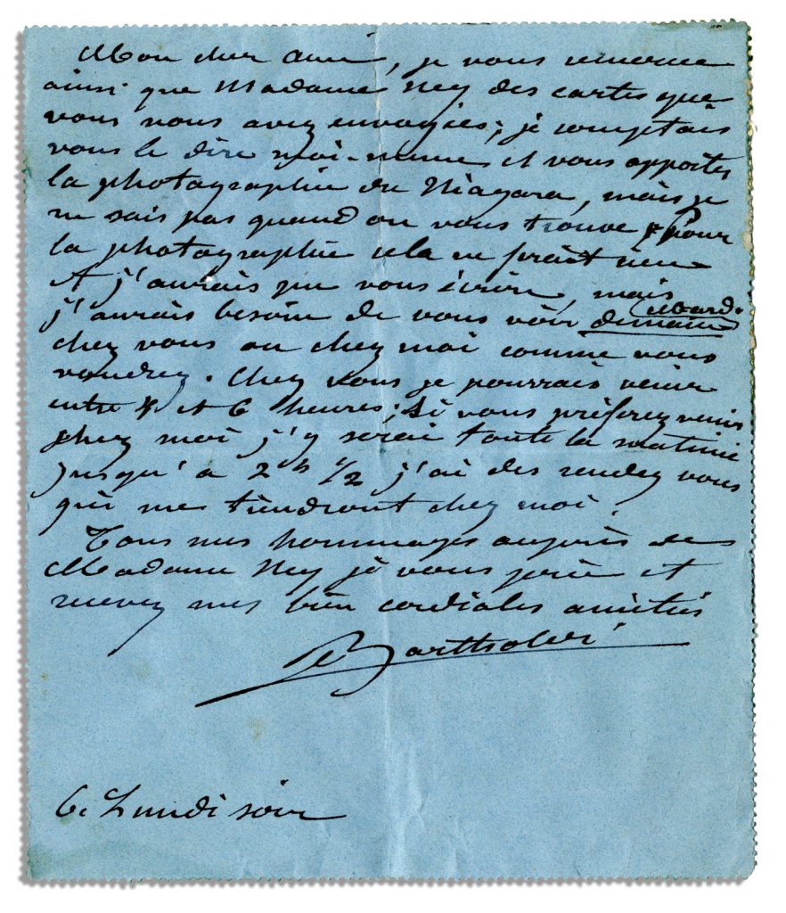Frederic Auguste Bartholdi autograph