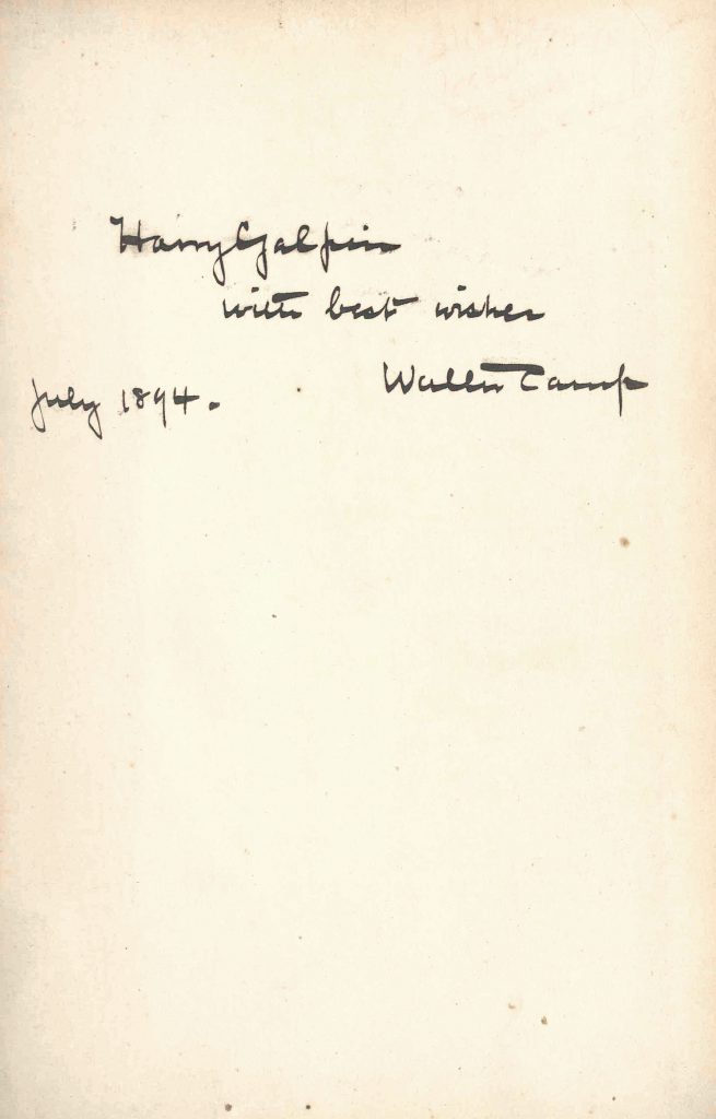 Walter Camp autograph
