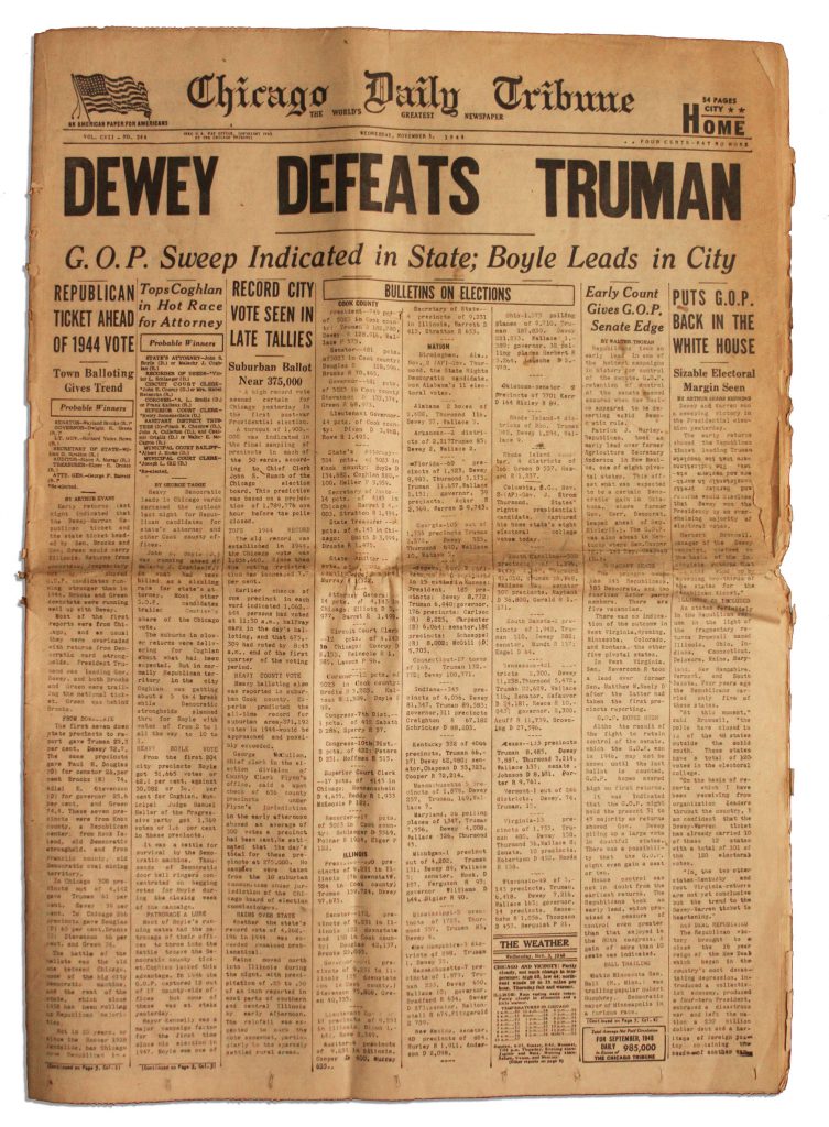Dewey Defeats Truman newspaper