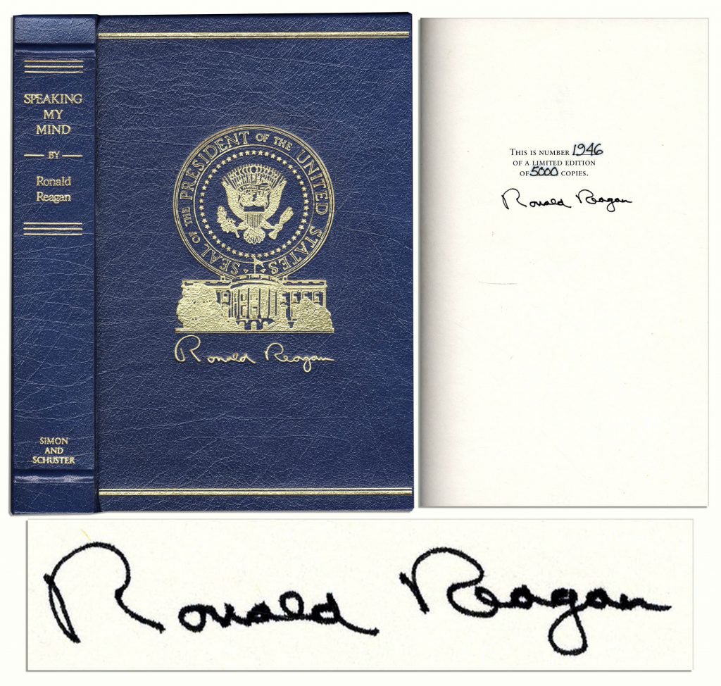 Ronald Reagan Speaking My Mind signed