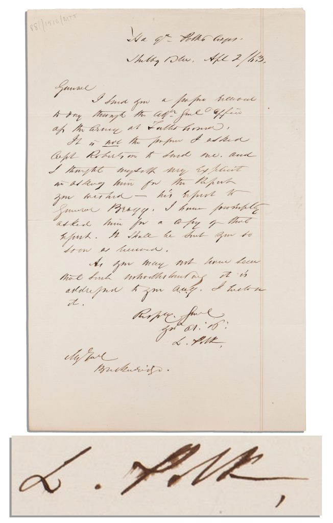 Leonidas Polk autograph