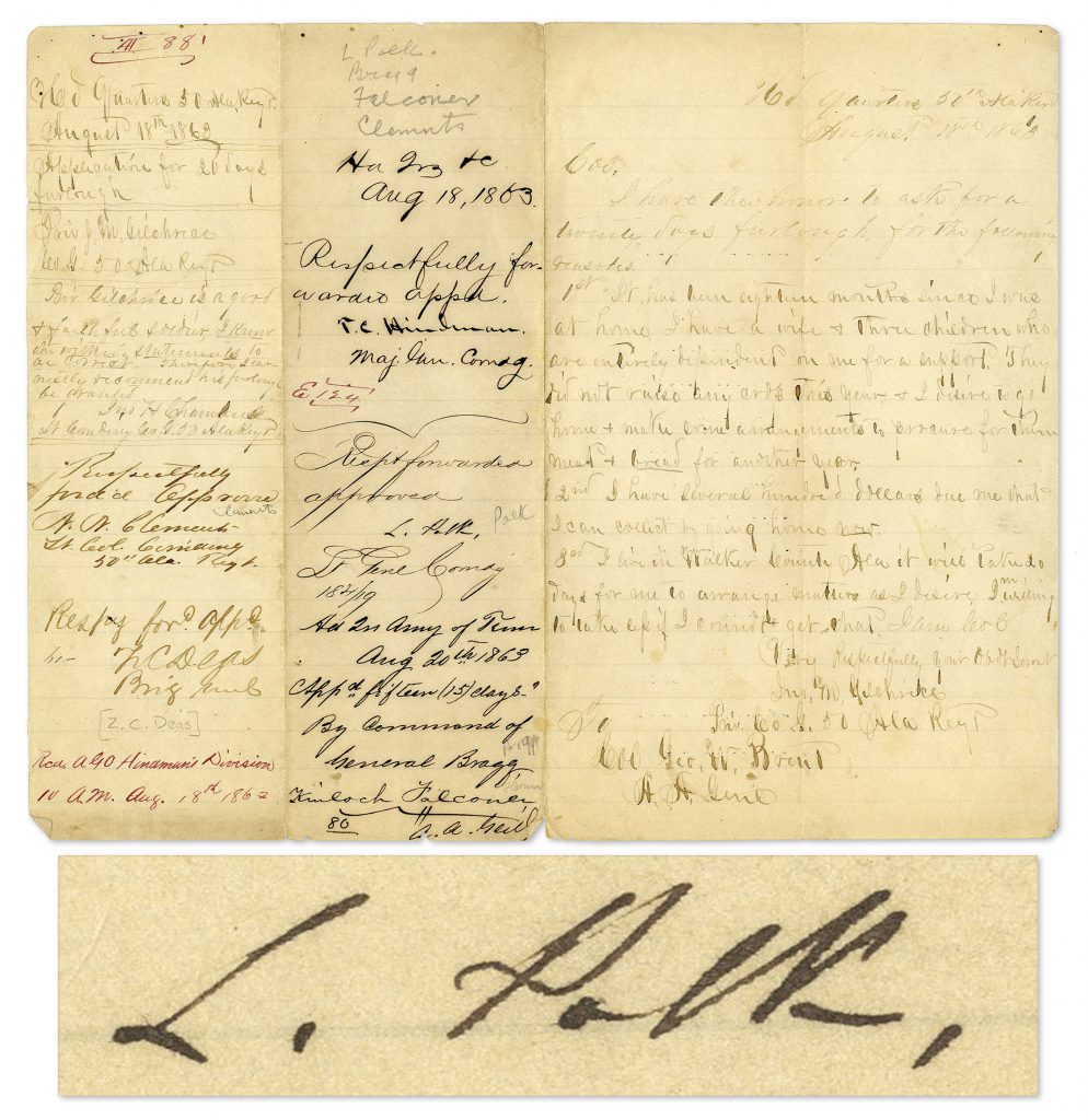 Leonidas Polk autograph