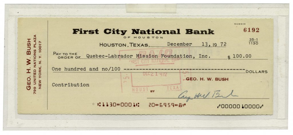 George Bush check signed