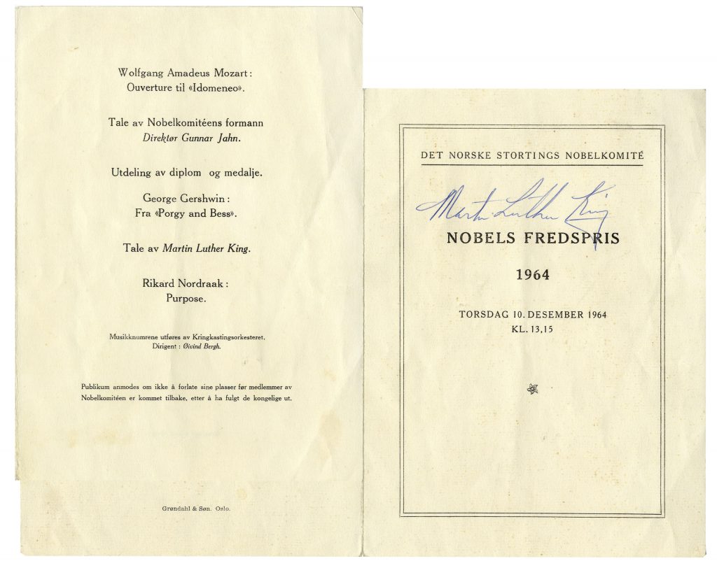 Nobel Peace Prize program signed