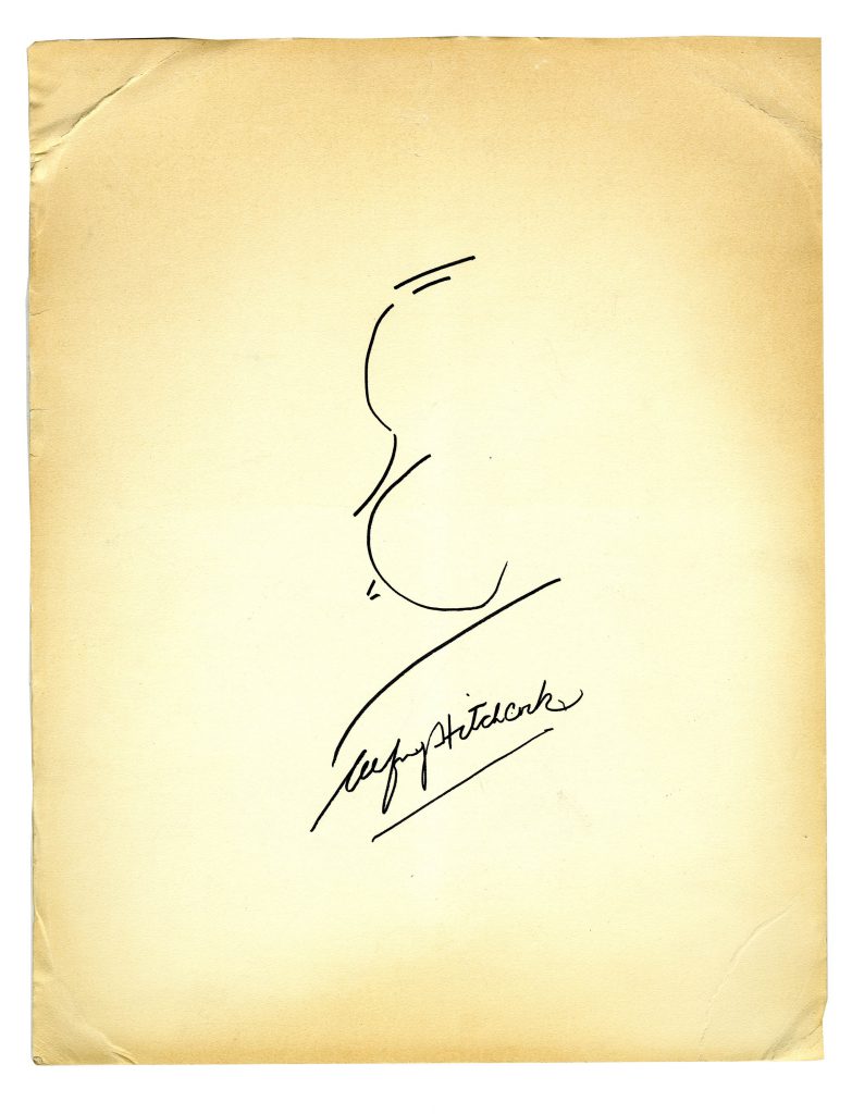 Alfred Hitchcock sketch signed