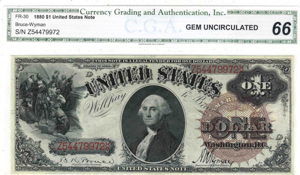 1880 $1 Note Fr 30 CGA 66