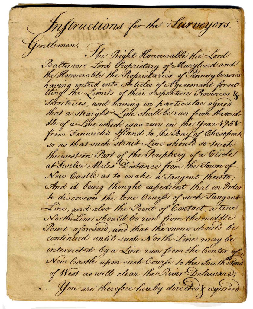 Mason Dixon line document 