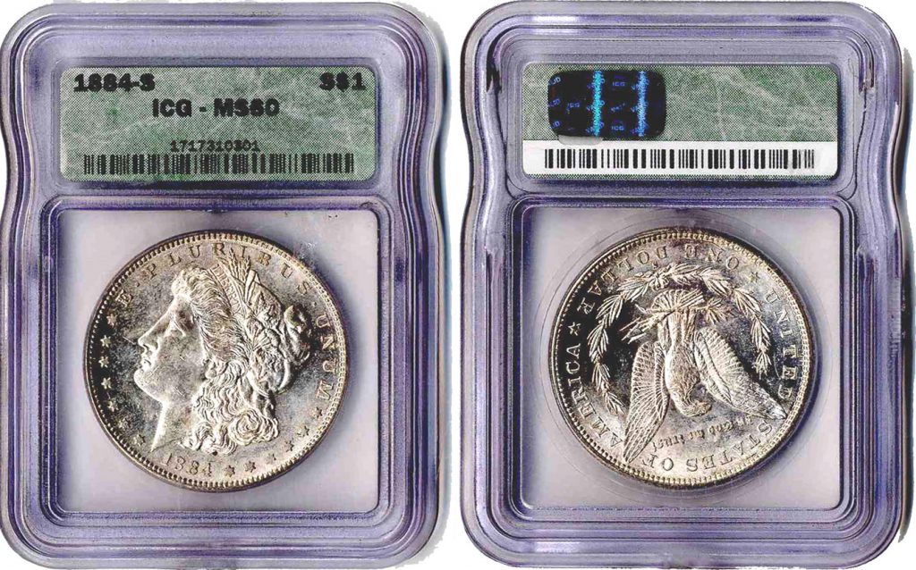 1884 S Morgan Dollar $1 ICG Graded MS60 