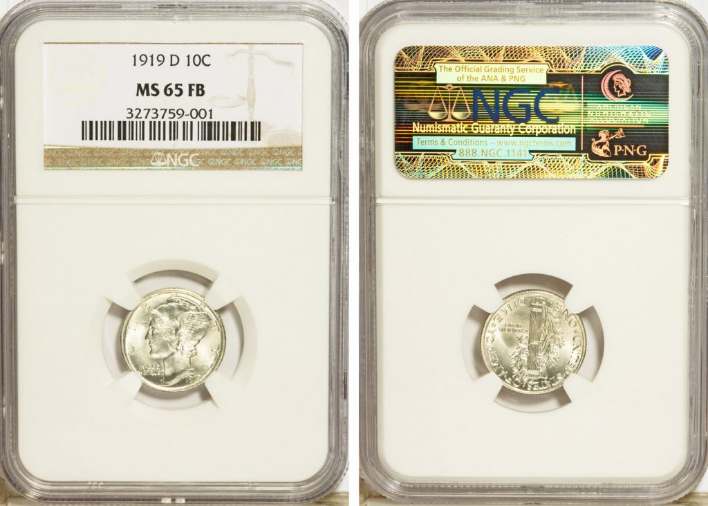 1919 D Liberty Dime 10c NGC MS65 FB
