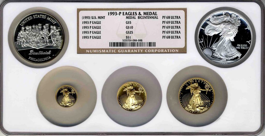1993 P Eagles & Medal Coin Set