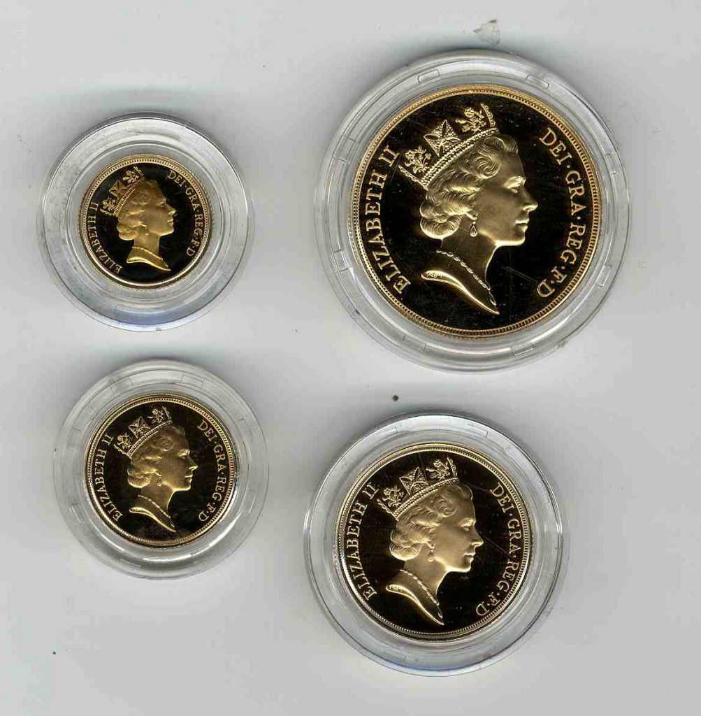 1990 United Kingdom Gold Proof Sovereign Four Coin Collection