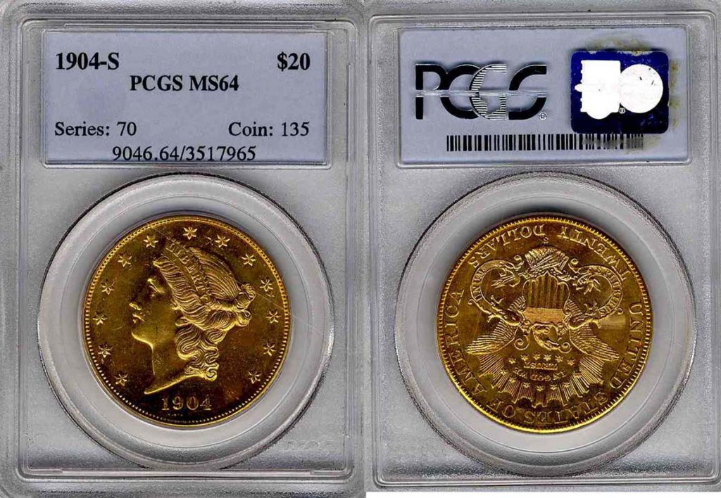 1904 S Liberty $20 PCGS MS 64