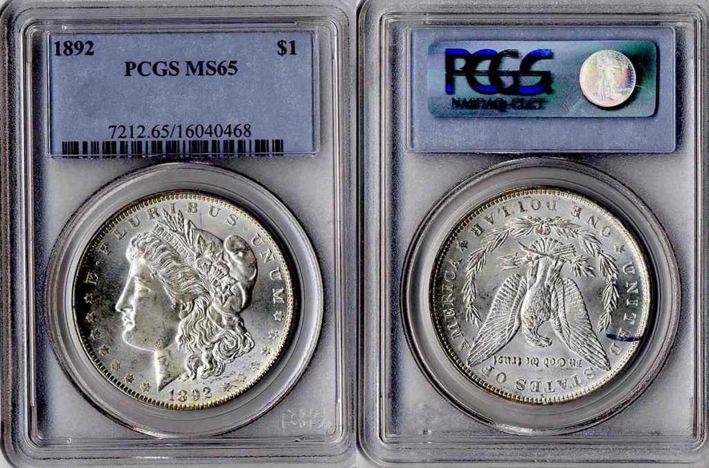 1892 Morgan Silver Dollar $1 PCGS MS 65