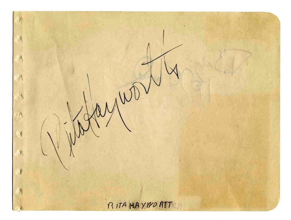 Rita Hayworth autograph