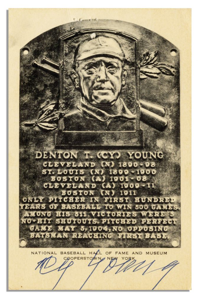Cy Young Hall of Fame card signed