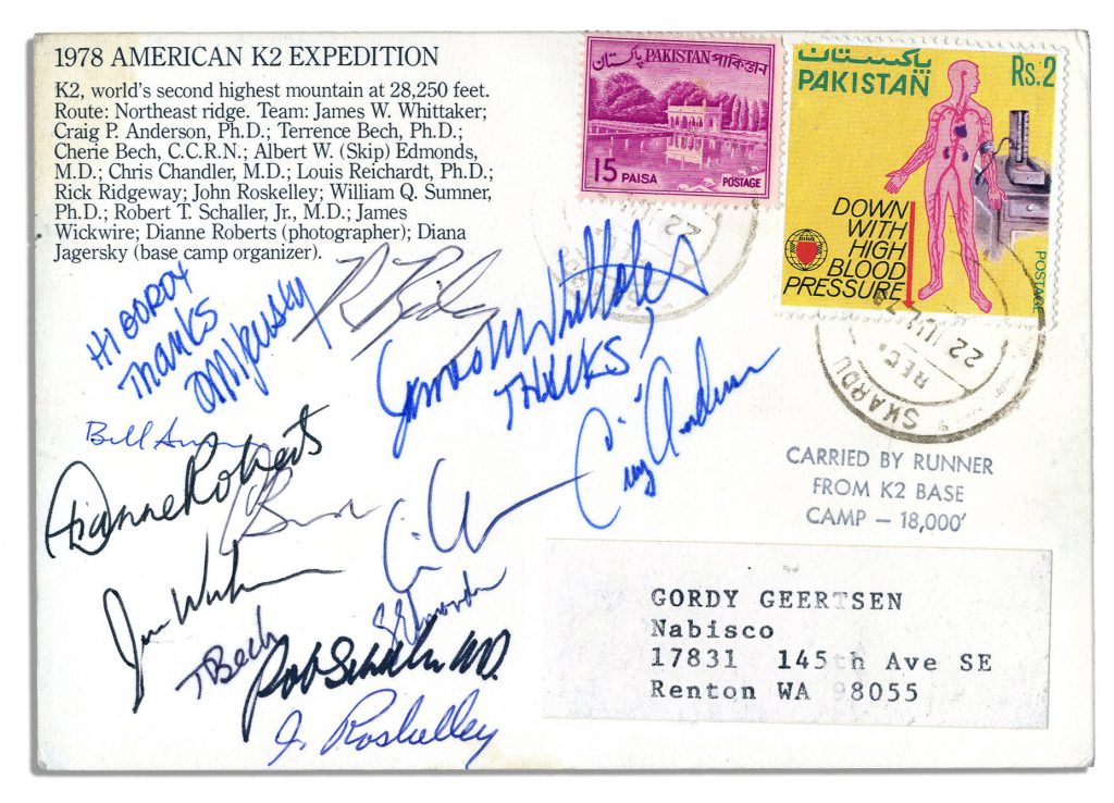 1978 K2 mountain team autographs