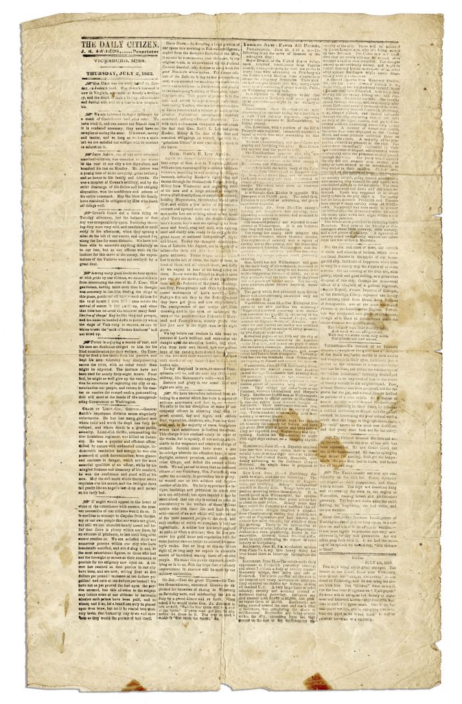 Daily Citizen July 2 1863 Newspaper