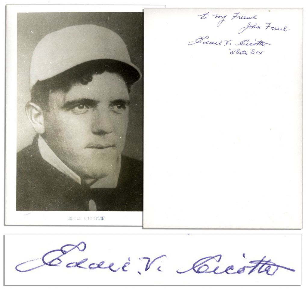 Eddie Cicotte autograph