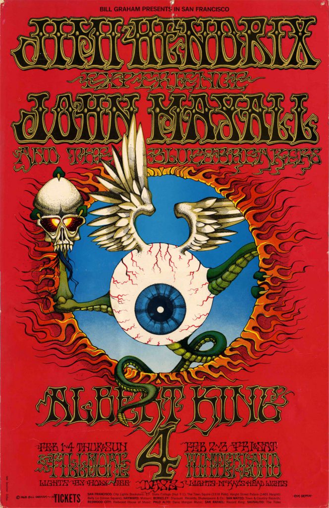 Jimi Hendrix Experience 1968 Atlanta  Jumbo Day-Glo Concert Poster