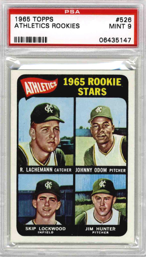 1965 Topps Jim Catfish Hunter Athletics Rookies #526 PSA 9