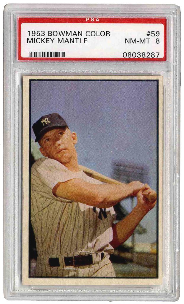 1953 Bowman Color Mickey Mantle #59 PSA 8