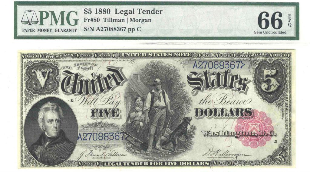 1880 $5 Fr 80 PMG 66EPQ