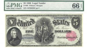 1880 $5 Fr 80 PMG 66EPQ
