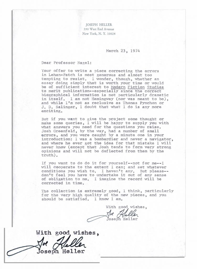 Joseph Heller autograph