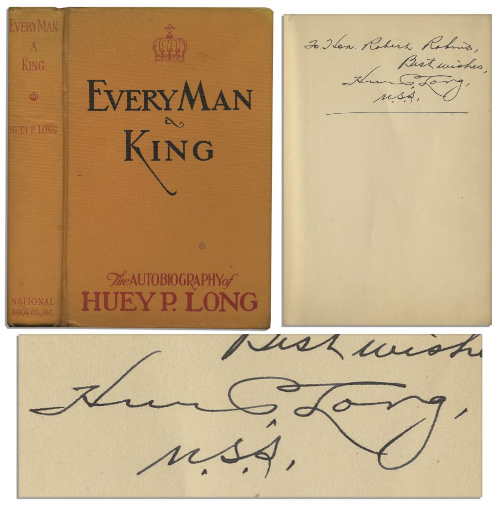 Huey Long autograph