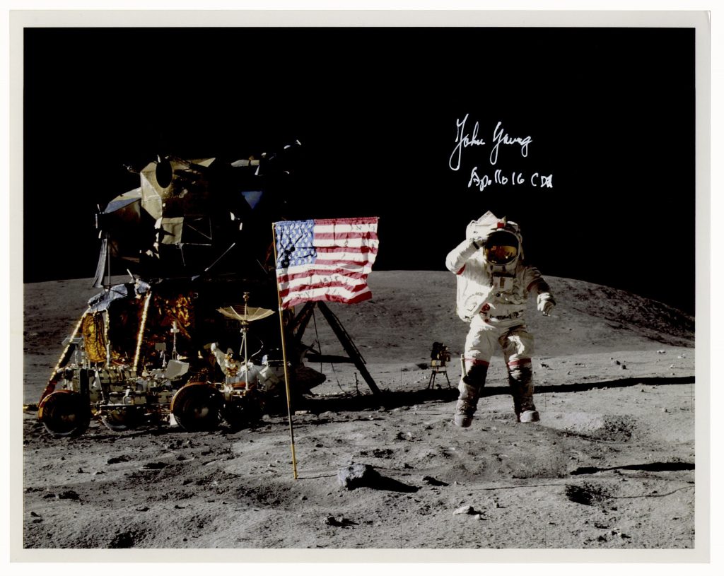  John Young lunar signed photo on moon