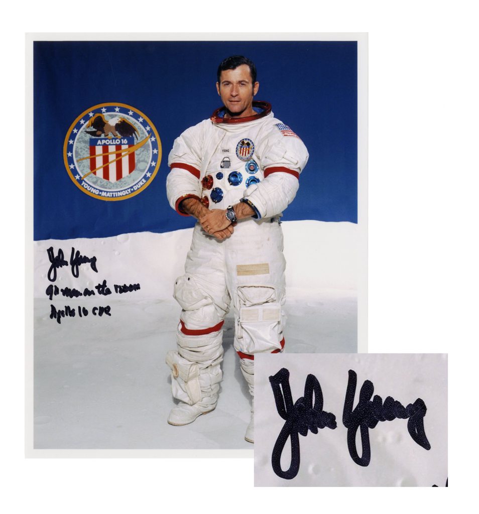 John Young lunar signed photo on moon