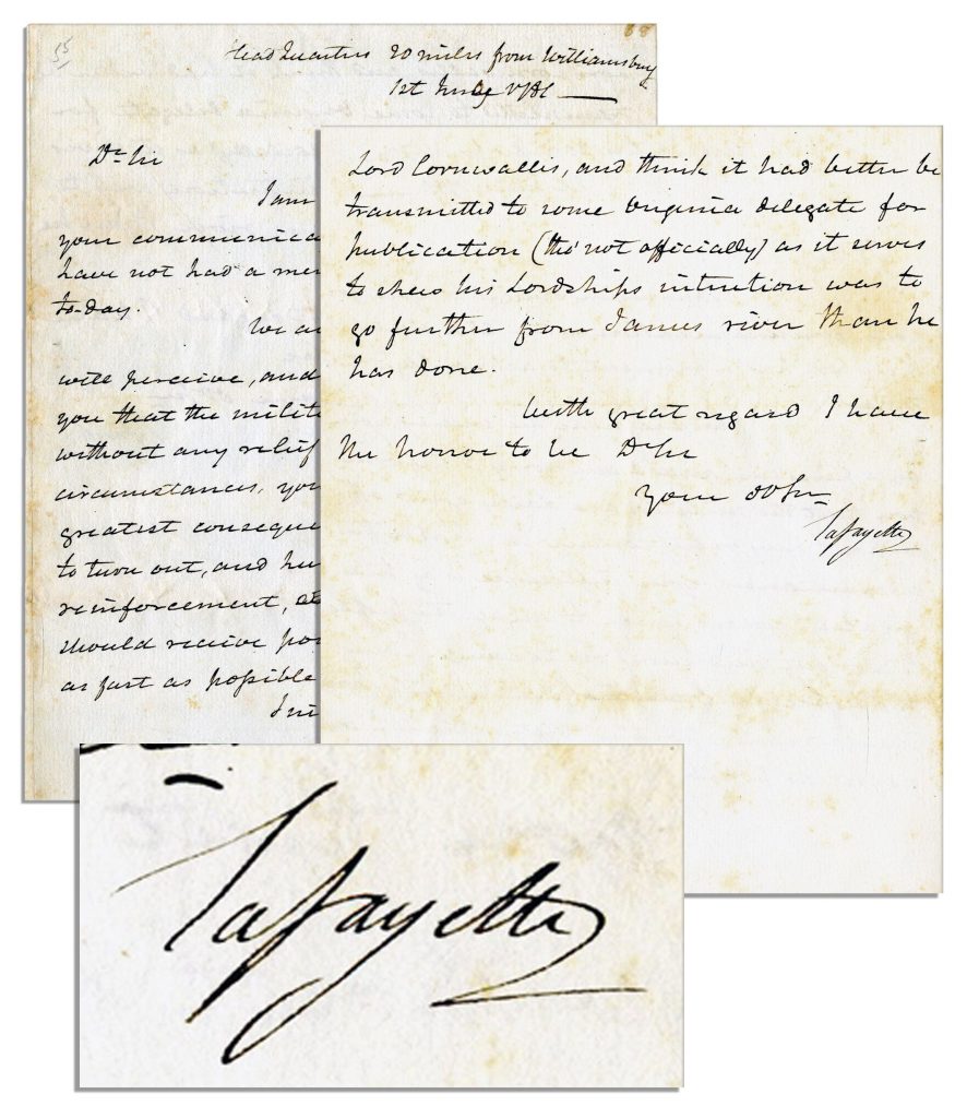 Charles Cornwallis letter signed