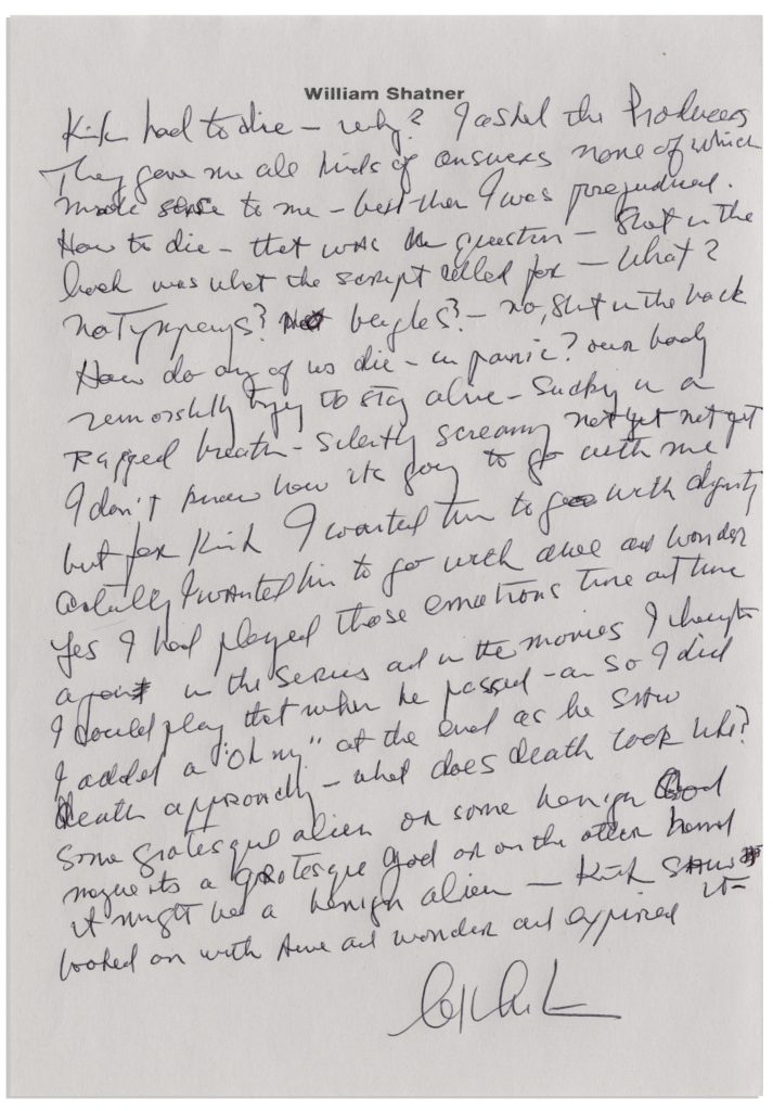 William Shatner Star Trek autograph letter signed
