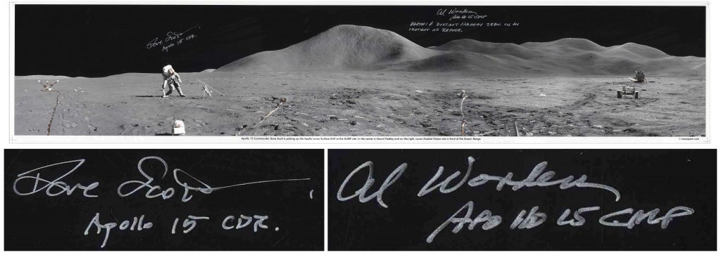 Apollo 15 Al Worden Dave Scott panoramic signed photo 