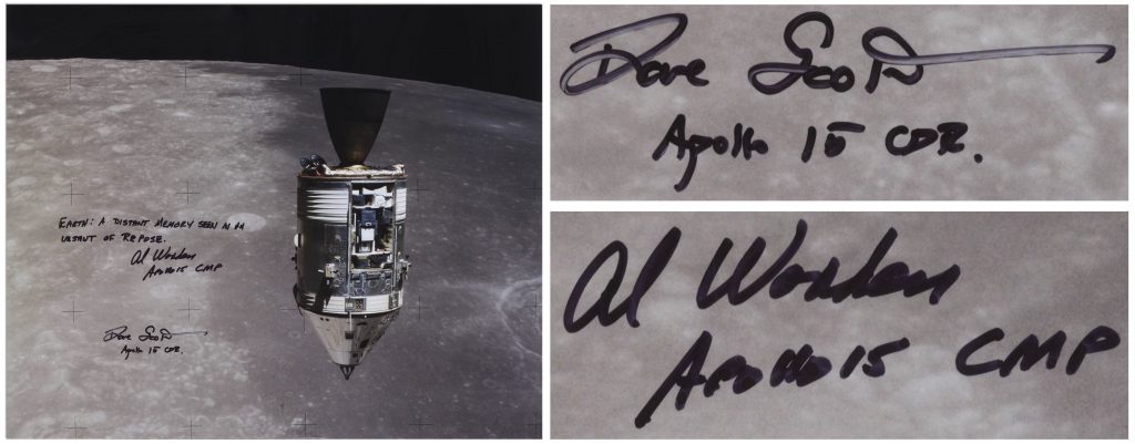 Apollo 15 Al Worden Dave Scott 16" x 20" signed photo